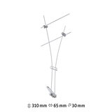 Metal cable tension system with silver mounting parts for flexible lighting installations