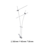 Silberner Metall-Seilspanner mit Schraubverschluss für Kabelsysteme, Maße 310x65x30 mm