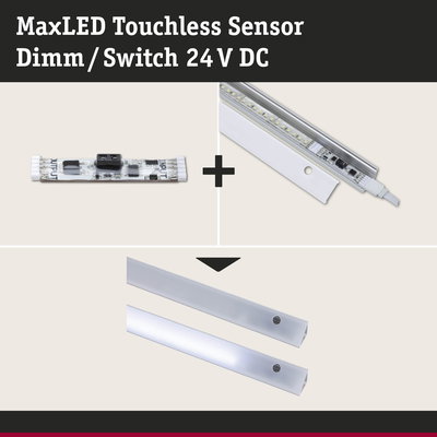 MaxLED touchless sensor dimmer and white aluminum LED profile with frosted cover for LED lighting
