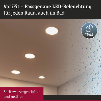 VariFit LED-Einbaustrahler in Weiß, spritzwassergeschützt IP44, ideal für Badezimmerbeleuchtung