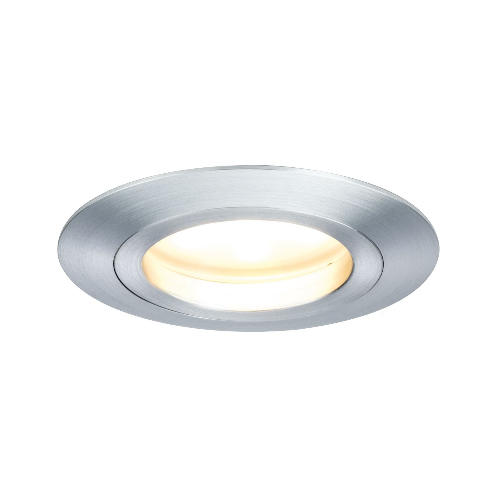 LED Recessed luminaire Warm white Single luminaire Rigid IP44 round 80mm Coin 7W 380lm 230V dimmable 2700K Turned aluminium/Satin