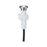 Petit spot LED encastré en acier inoxydable avec filetage plastique blanc et câble noir pour éclairage d'accent