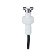 Petit spot LED encastré en acier inoxydable avec filetage plastique blanc et câble noir pour éclairage d'accent