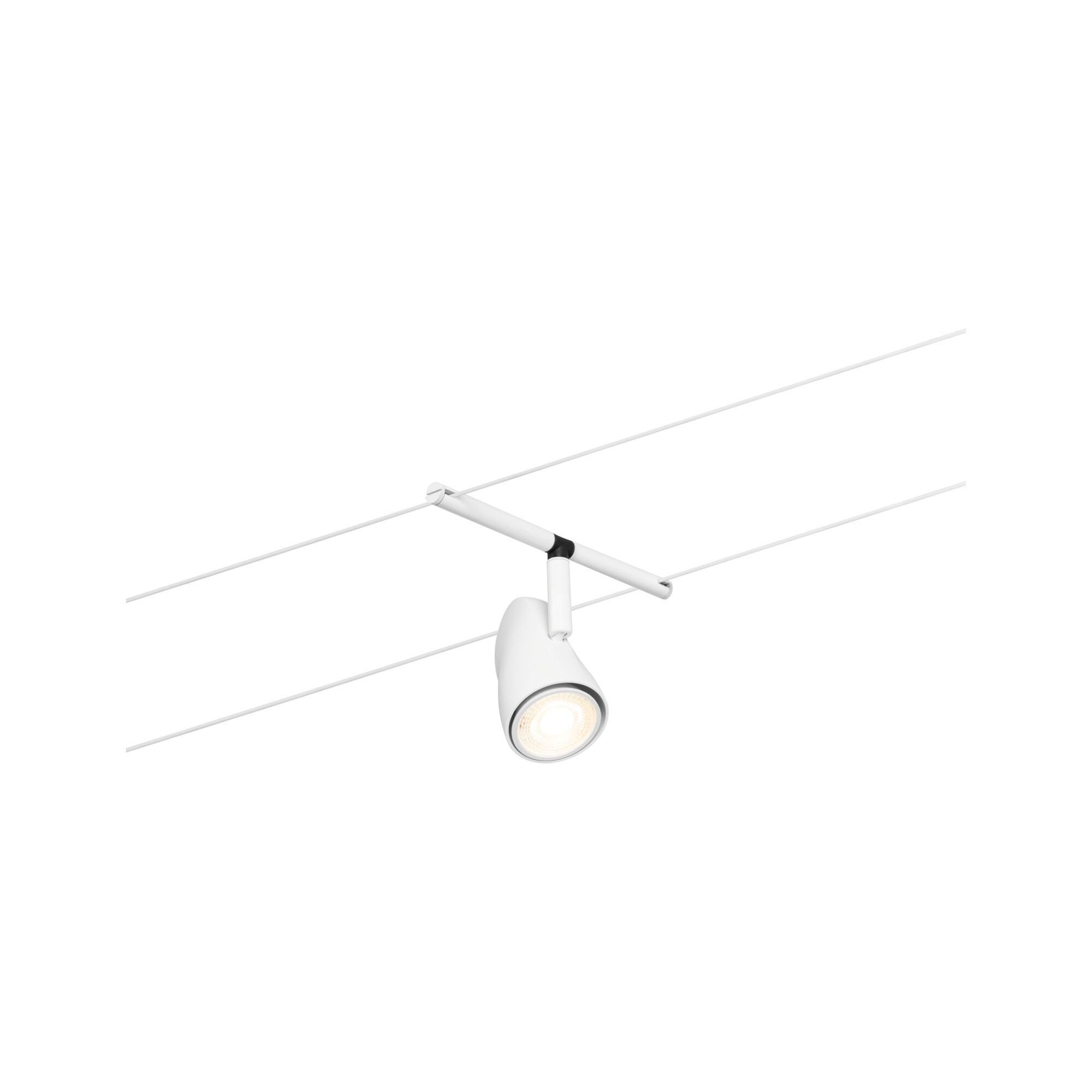 Moderner weißer LED-Seilstrahler aus Metall für flexible Beleuchtung im Wohnraum