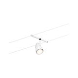 Moderner weißer LED-Seilstrahler aus Metall für flexible Beleuchtung im Wohnraum