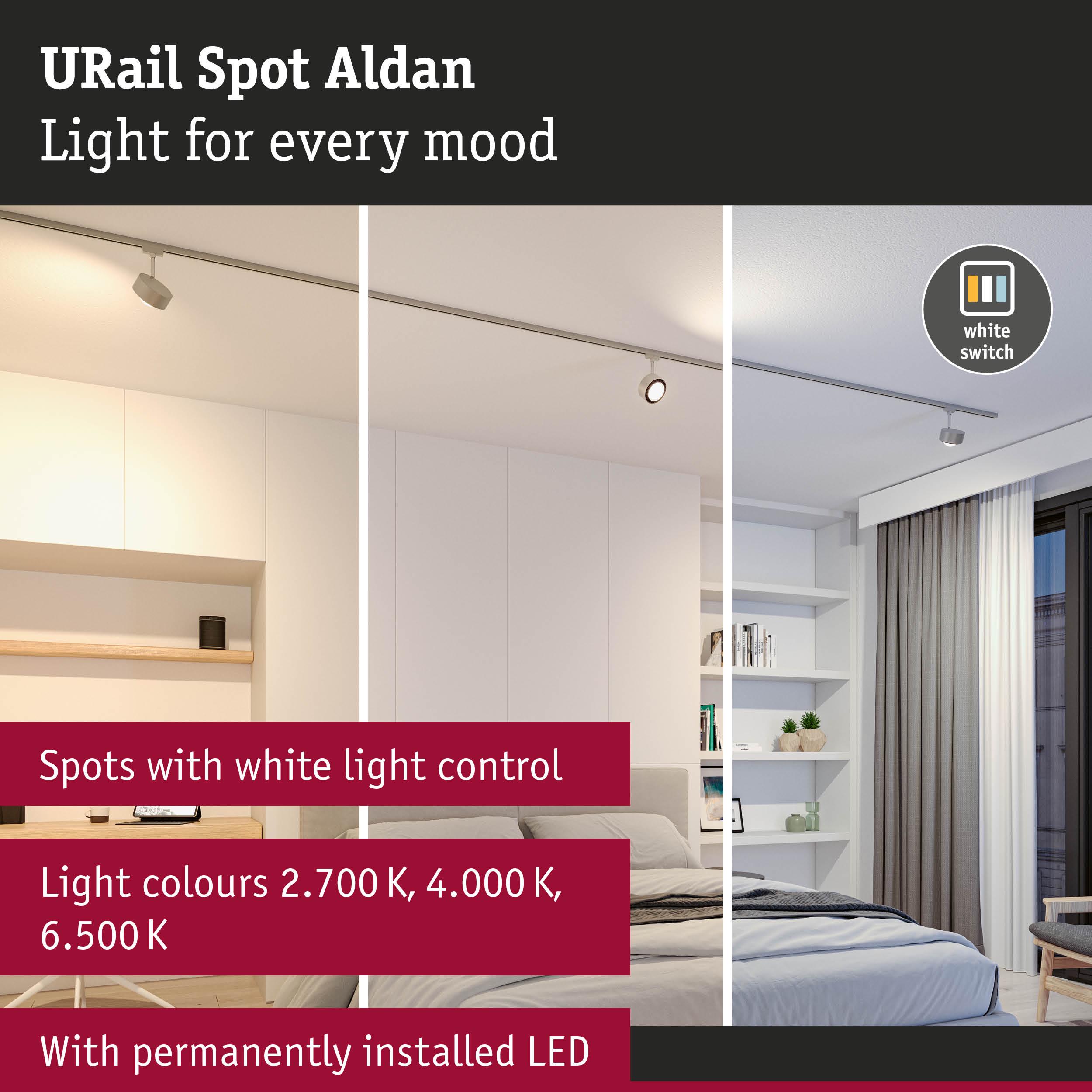 URail Spot Aldan white LED spotlight with adjustable light colours for versatile home lighting