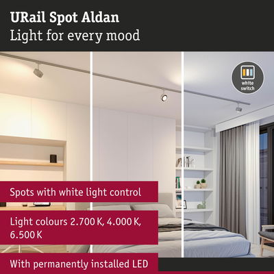 URail Spot Aldan white LED spotlight with adjustable light colours for versatile home lighting