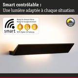 Applique murale noire intelligente avec lumière blanche réglable, compatible Alexa et Google Assistant