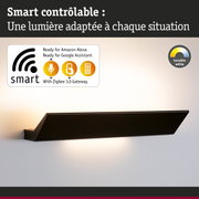 Applique murale noire intelligente avec lumière blanche réglable, compatible Alexa et Google Assistant
