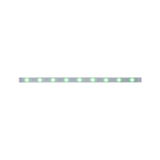 Long LED light strip with green glowing diodes for decorative lighting and accent effects.