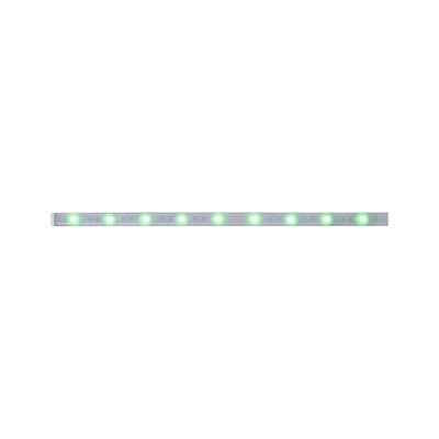 Long LED light strip with green glowing diodes for decorative lighting and accent effects.