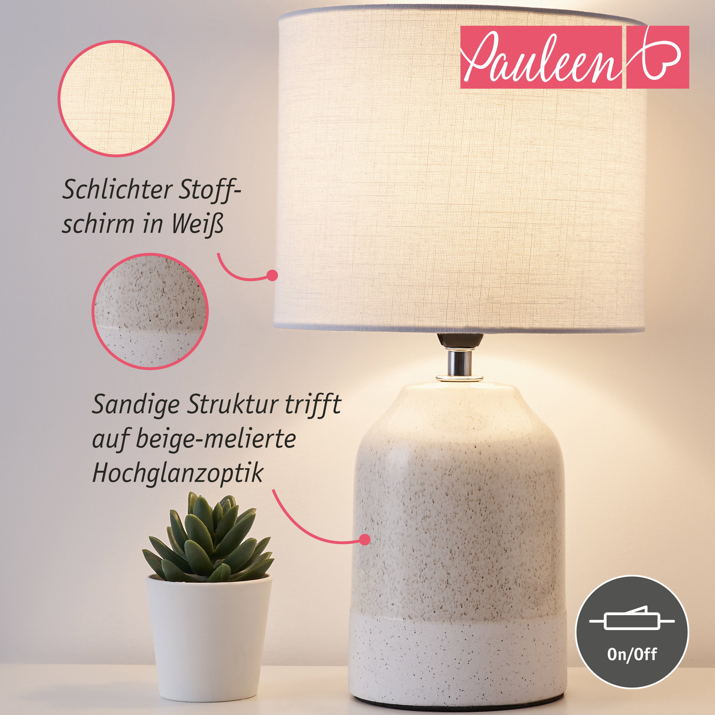 Paulmann Pauleen Tischleuchte Sandy Glow E14 max. 20W Beige/Weiß