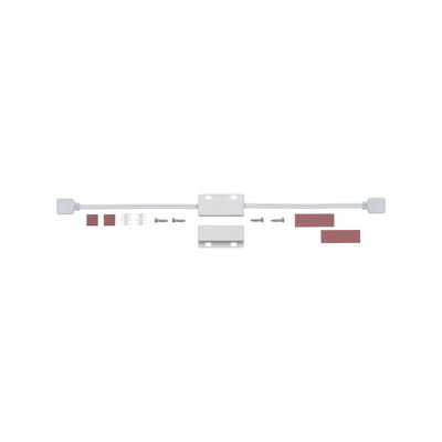 White LED connector set with screws and adhesive pads for flexible lighting installations