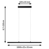 Schwarze LED-Pendelleuchte aus Metall mit verstellbarer Höhe und schlankem Design für moderne Innenräume
