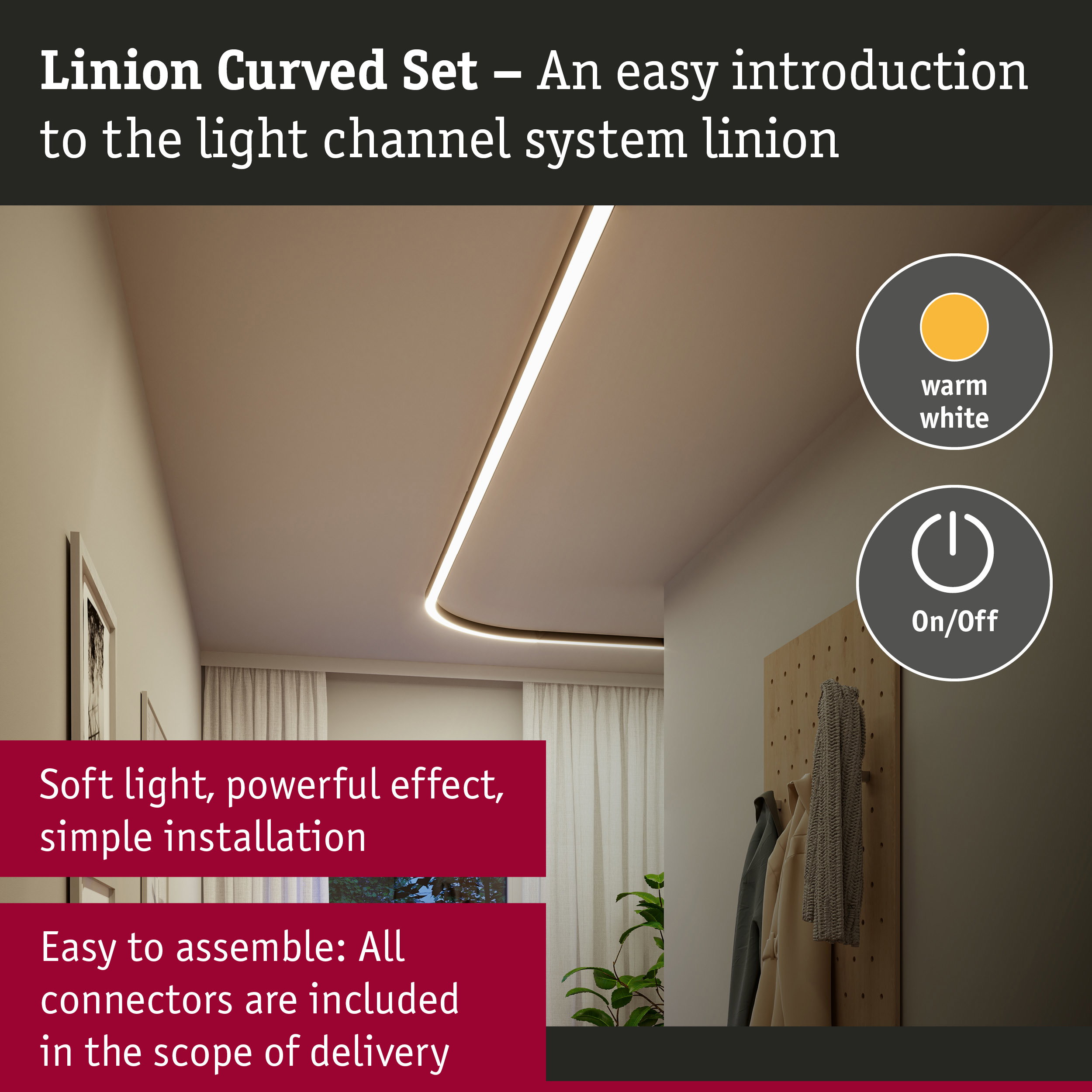 Linion Light Channel Curve Complete Set 230/24V W 3000K Signal black