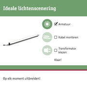 Slanke witte LED-lamp met zwarte kabel voor flexibele lichtinrichting en eenvoudige montage