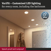 VariFit white LED recessed lights, splash-proof and rustproof, perfect for bathroom lighting