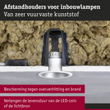 Afstandhouders van vuurvast kunststof voor inbouwlampen tegen oververhitting en brand