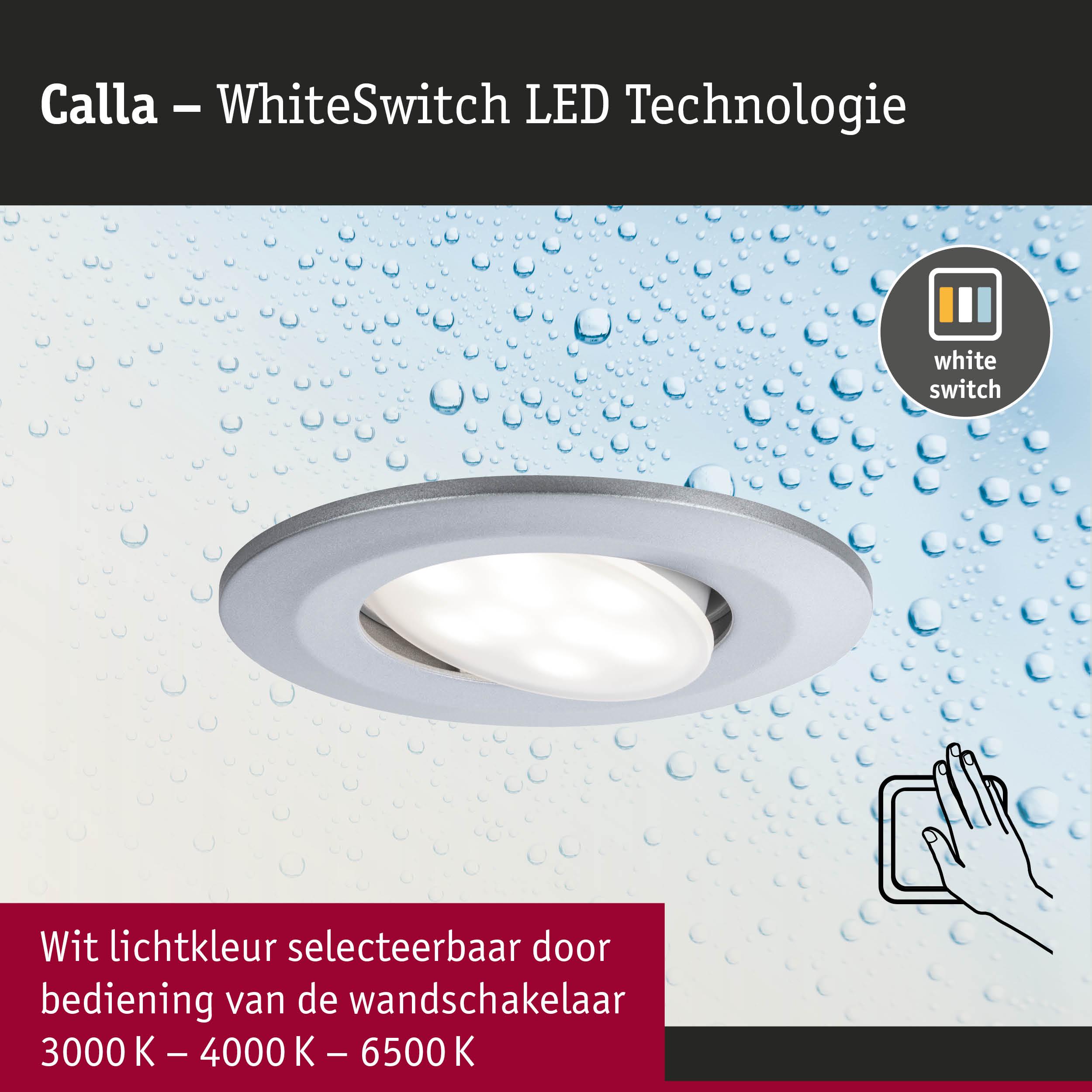 Calla LED inbouwspot met WhiteSwitch-technologie, wit licht instelbaar 3000K-6500K via wandschakelaar