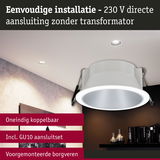 Witte LED inbouwspot met directe 230V aansluiting zonder transformator, inclusief GU10 set