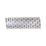 Flexible LED strip light with warm white LEDs on silver board for decorative lighting solutions