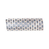 Flexible LED strip light with warm white LEDs on silver board for decorative lighting solutions
