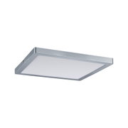 Quadratische Deckenleuchte aus silbernem Metall mit weißem Diffusor für moderne Raumbeleuchtung
