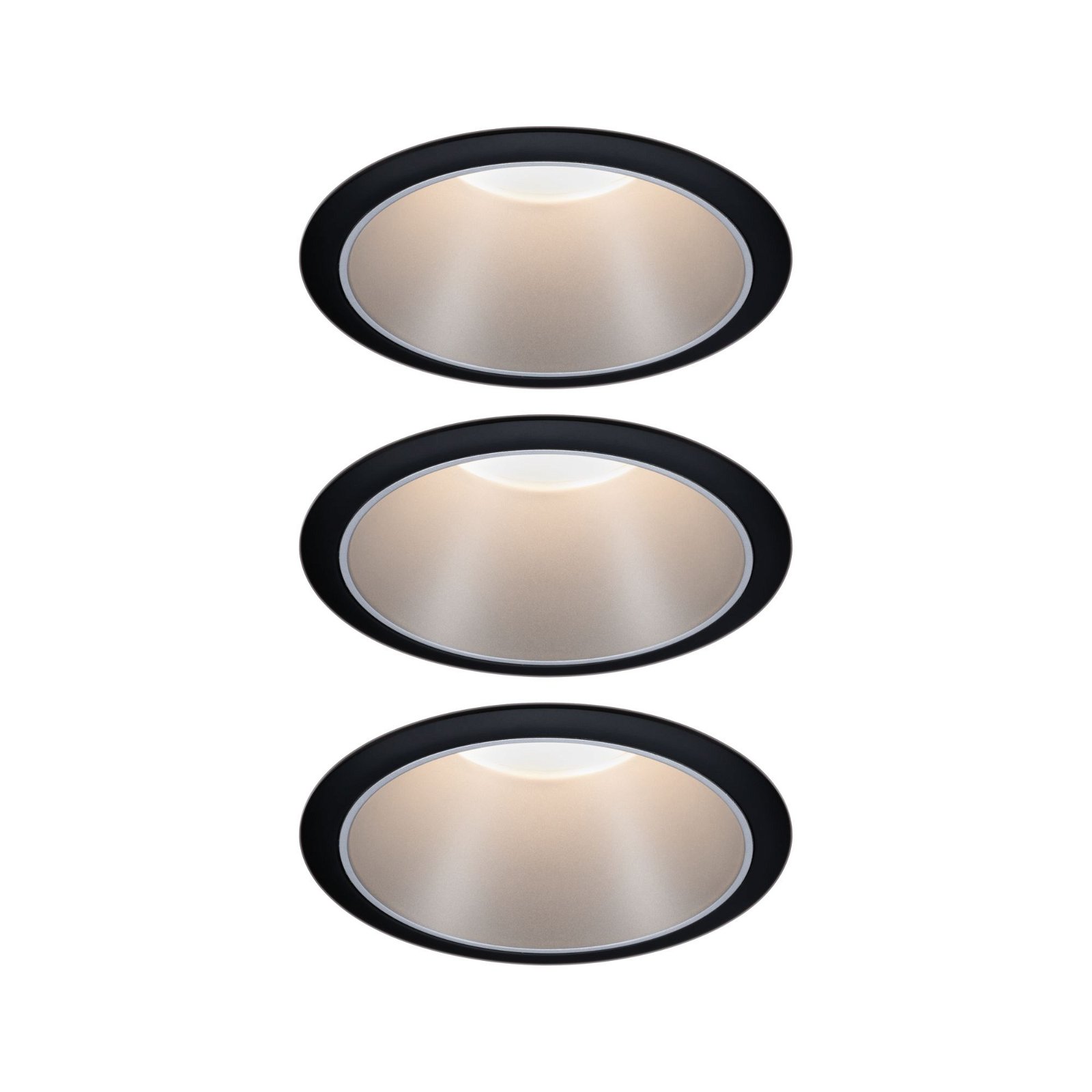 Spot encastré LED 3-Step-Dim Cole Coin Kit de base IP44 rond 88mm Coin 3x6W 3x470lm 230V gradable 2700K Noir/Argent