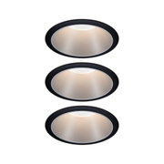 Runde LED-Einbauleuchte mit schwarzem Aluminiumrahmen und warmweißem Licht für moderne Innenräume