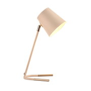 Beige metal bordlampe med gyldne detaljer og varmt hvidt lys til opholdsrum