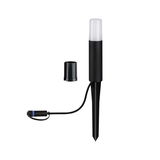 Black LED garden light with ground spike and white plastic diffuser for outdoor lighting