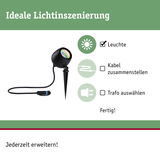 Schwarze LED-Gartenleuchte mit Erdspieß und Kabel für einfache Lichtinszenierung im Außenbereich