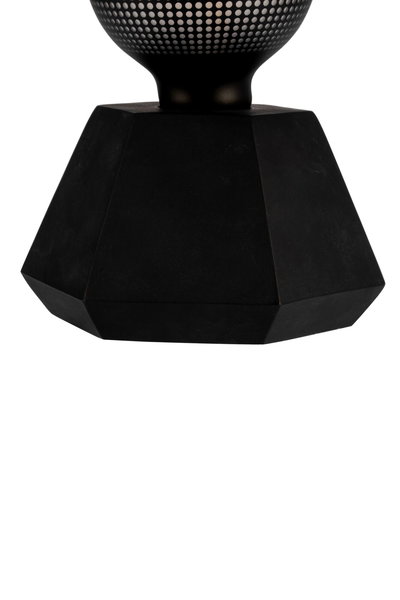 Black geometric metal lamp base with matte finish for modern lighting solutions