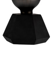 Black faceted metal lamp base with perforated pattern for modern LED lighting design