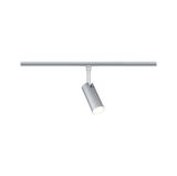 Moderne zilveren metalen LED-spot op railsysteem voor flexibele binnenverlichting