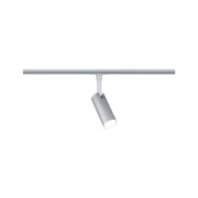 Modern silver metal LED spotlight on track system for flexible indoor lighting solutions