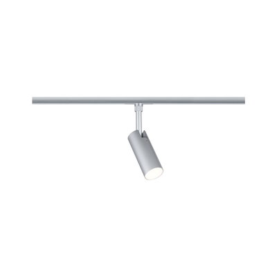 Moderne zilveren metalen LED-spot op railsysteem voor flexibele binnenverlichting