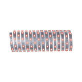 Bande LED flexible avec lumières rouges sur support blanc pour éclairage décoratif.