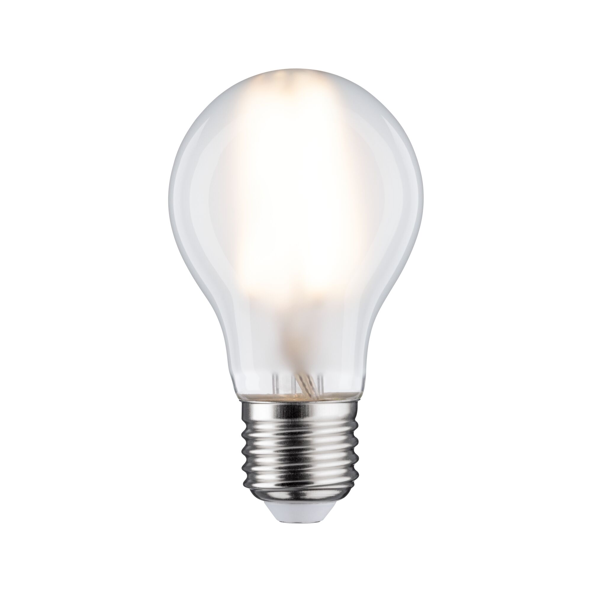 Klassische LED-Glühbirne mit transparentem Glas und E27-Fassung für energiesparende Beleuchtung