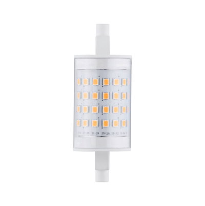 Kompakte LED-Lampe mit transparentem Gehäuse und warmweißen LEDs für energiesparende Beleuchtung