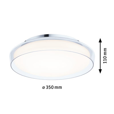 Plafonnier rond en verre acrylique avec bord chromé, diamètre 350 mm, éclairage LED moderne