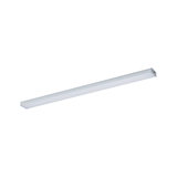 Slank LED-loftlampe i sølvfarvet aluminium med diffusor til jævn belysning i moderne rum
