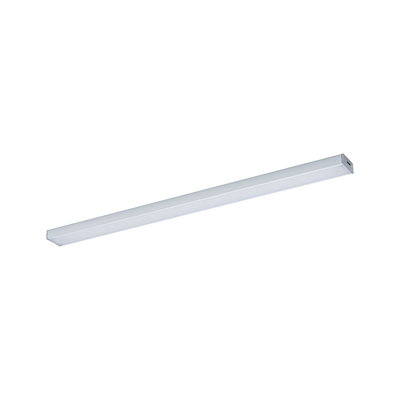 Slank LED-loftlampe i sølvfarvet aluminium med diffusor til jævn belysning i moderne rum