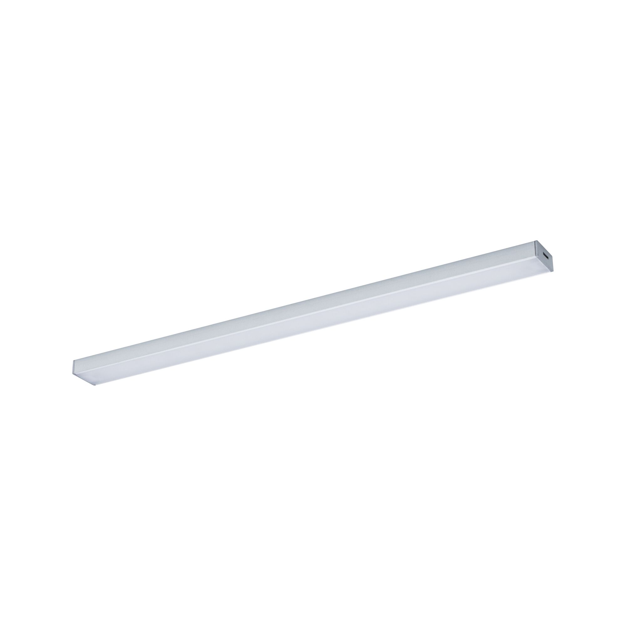 Schlanke LED-Deckenleuchte aus Aluminium in Silber mit diffuser Abdeckung für gleichmäßiges Licht