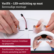 Handen monteren witte LED-plafondlamp met veerklemmen en kabel voor eenvoudige LED-verlichting