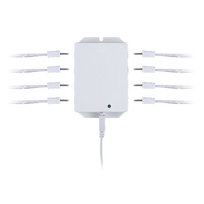 White LED splitter device with eight cable connections for smart indoor lighting control
