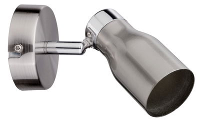 Moderne LED-wandspot van geborsteld roestvrij staal in zilver voor gerichte verlichting