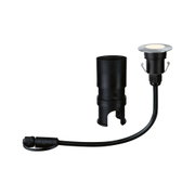 Sort metal LED indbygningsspot med kabel og vandtæt stik til udendørsbelysning