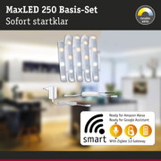 MaxLED 250 Basis-Set mit flexiblen weißen LED-Streifen und Zigbee 3.0 Gateway für smarte Beleuchtung