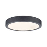 Ronde plafondlamp met grijze stoffen rand en witte diffuser voor moderne verlichting